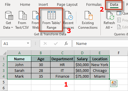 Excel transform data from table / range