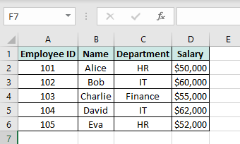 Excel table for XLOOKUP