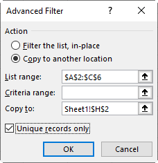 Advanced filter options